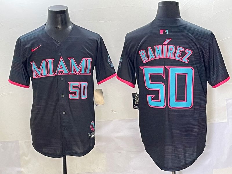Men 2025 Miami Marlins #50 Ramirez Black Joint Name Nike MLB Jersey style 1->san francisco giants->MLB Jersey